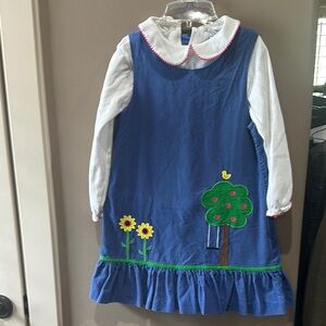 Florence Eiseman Blue Ruffled Dress with Peter Pan Collar shirt